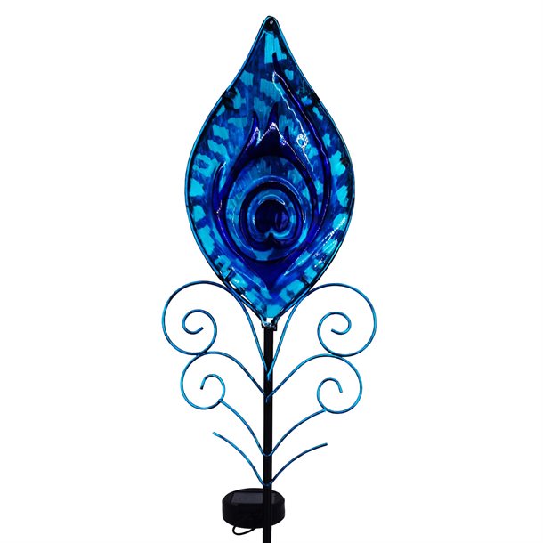 Påfugleøjet i farven blå – Lorenzo en dekorativ solcellelampe fra eZsolar GL1020EZ